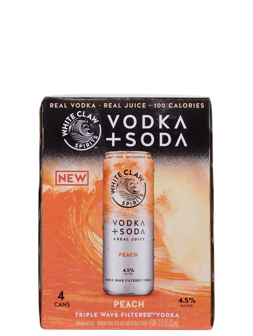White Claw Vodka Soda Peach 4pk Cans Gluten Free