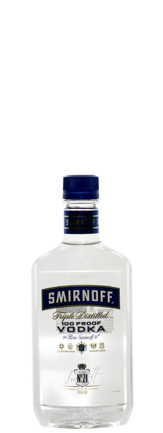 100° Strength Blue Vodka Label Export Smirnoff