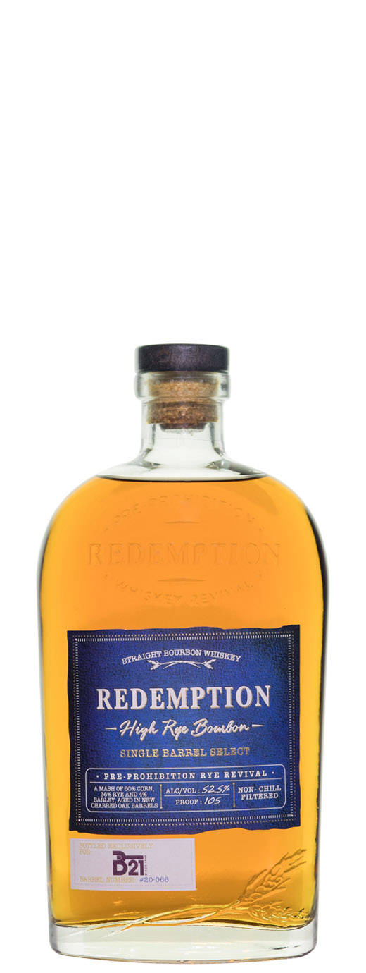 Redemption High Rye Bourbon Single Barrel Select B 21 Pick Kentucky Whiskey B 21 Fine Wine Spirits Redemption High Rye Bourbon Single Barrel Select B 21 Pick Kentucky Whiskey B 21 Fine Wine Spirits