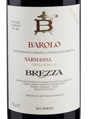 2019 Brezza Barolo Riserva Bricco Sarmassa