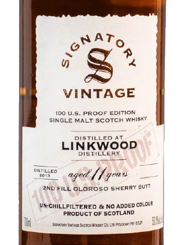 Signatory 2013 Linkwood 11yr 2nd Fill Oloroso Sherry Butt Single Malt Scotch